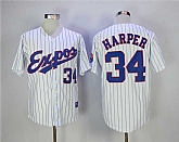 Montreal Expos #34 Bryce Harper Mitchell And Ness White Stitched Jersey,baseball caps,new era cap wholesale,wholesale hats